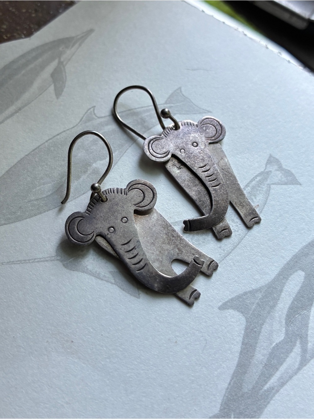 Vintage sterling silver elephant earrings